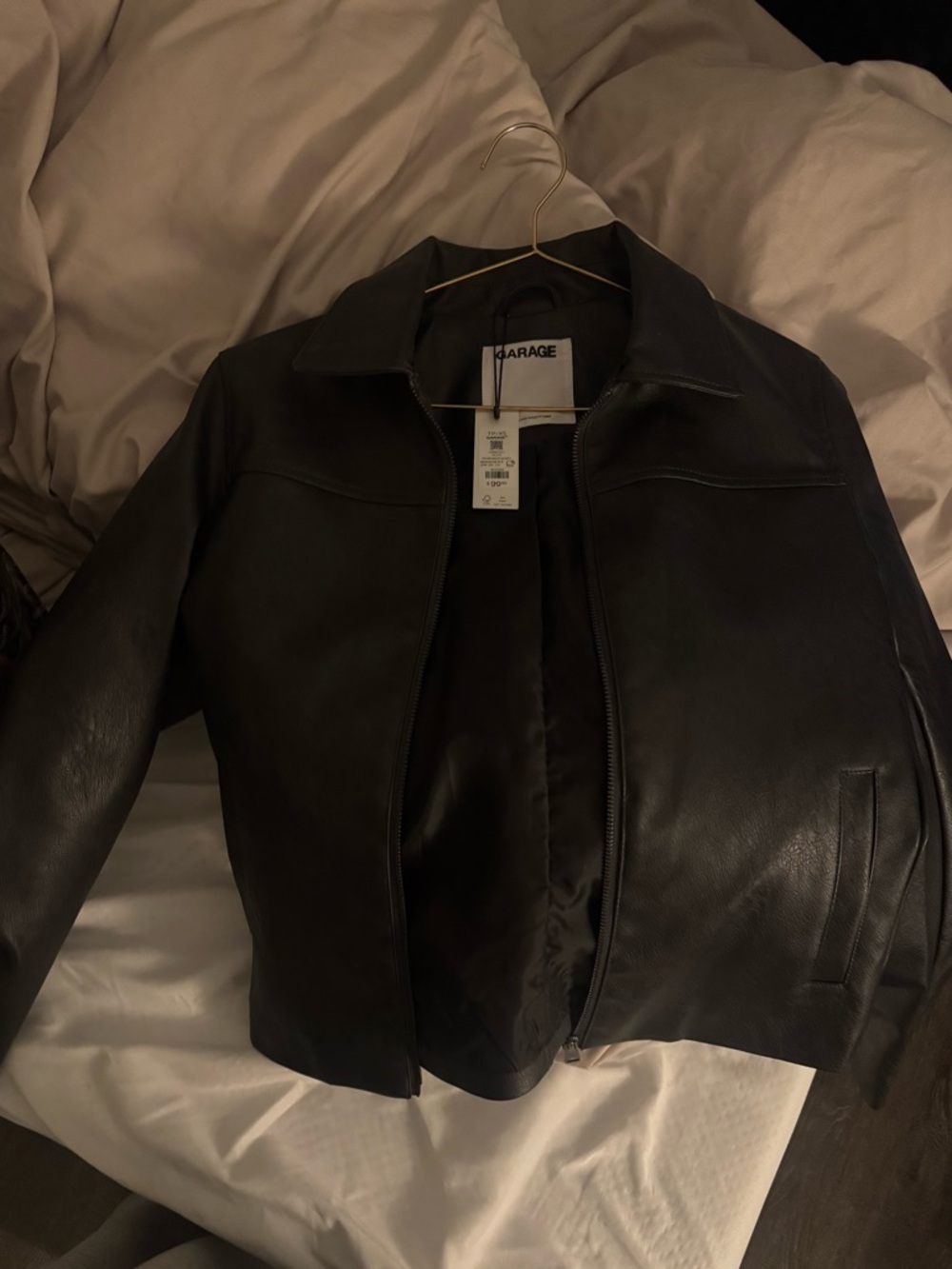 Garage Black Faux Leather Zip-Up Jacket